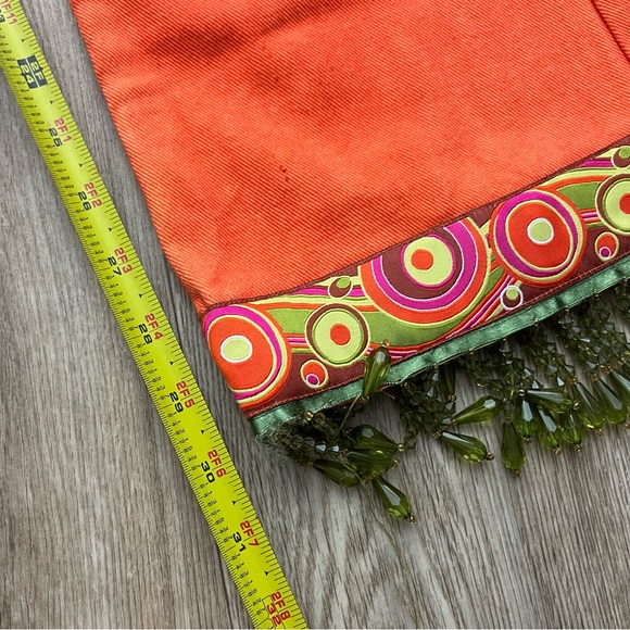 Abercombie and fitch orange vintage 5 pocket jeans jeweled bedazzle hem size 4R - Picture 7 of 10